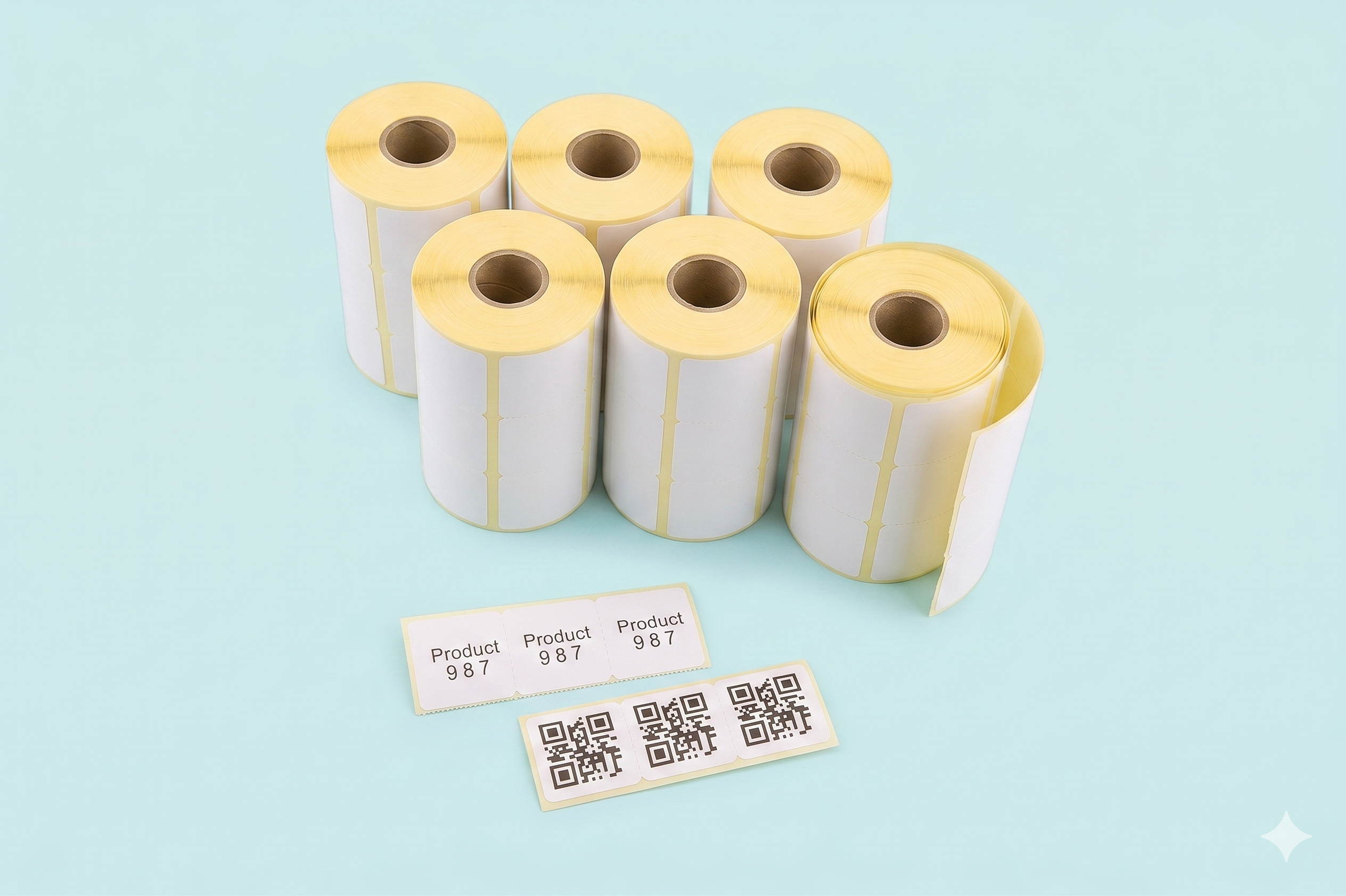 inFlow Triple 1" Square Label Rolls – 6 Pack (1,300 Squares/Roll, 7,800 Total)