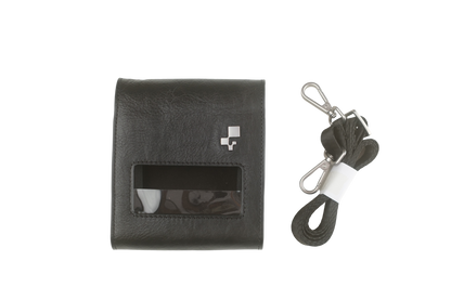 inFlow Portable Printer Full Grain Leather Case with Shoulder Strap and Belt Clip — Black