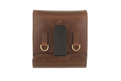 inFlow Portable Printer Full Grain Leather Case with Shoulder Strap and Belt Clip — Brown