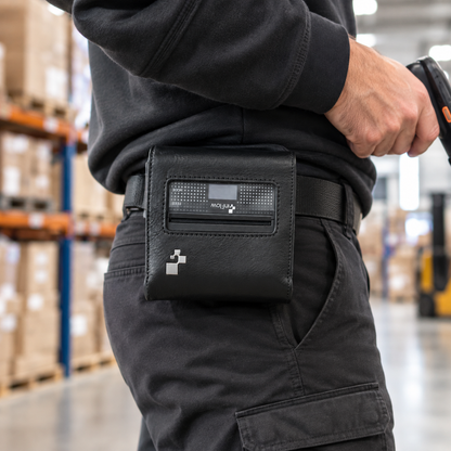 inFlow Portable Printer Full Grain Leather Case with Shoulder Strap and Belt Clip — Black